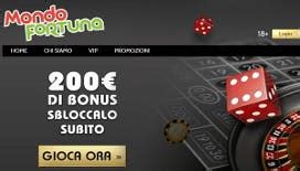 Mondofortuna casino: ricevi un bonus di benvenuto fino a 200€.